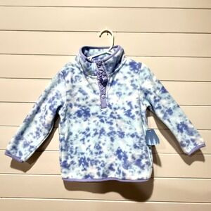 Pulse Toddler Girls Blue Purple Tie Dye Fleece Snap Pullover Jacket Size 3T NWT